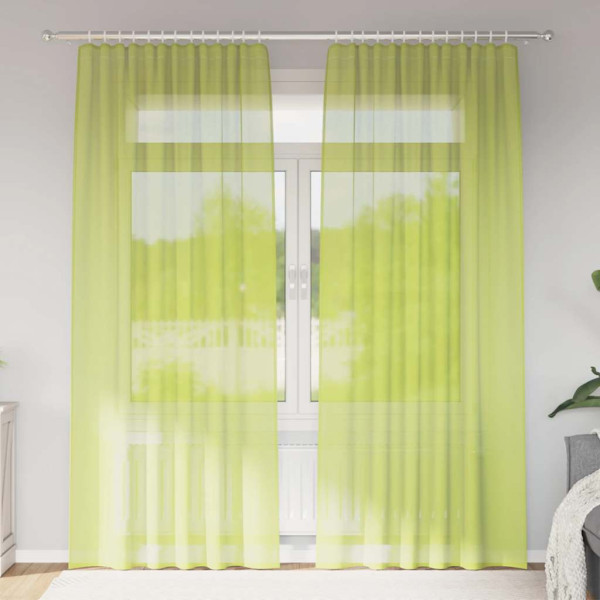Cortinas de gasa con trabillas 2 uds. verde manzana D