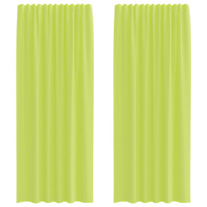 Cortinas de gasa con trabillas 2 uds. verde manzana H