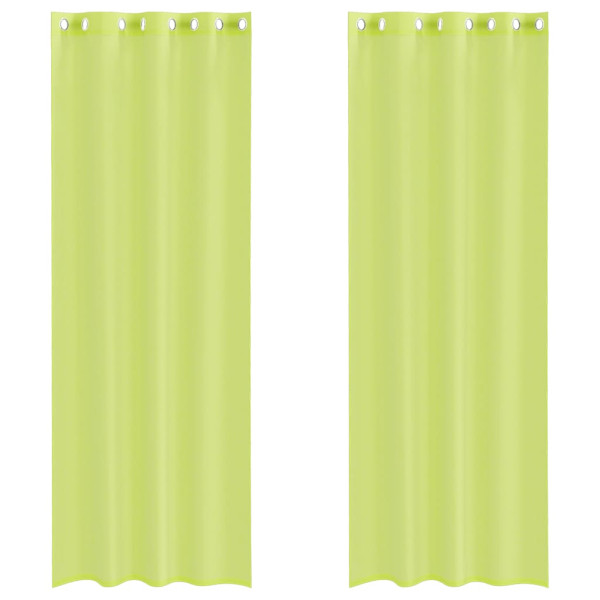 Cortinas de gasa con ojales 2 uds verde manzana 140x260 cm M 2