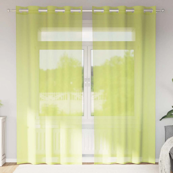 Cortinas de gasa con ojales 2 uds verde manzana 140x225 cm D