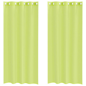 Cortinas de voile com ilhós 2 pcs verde-maçã 140x225 cm H