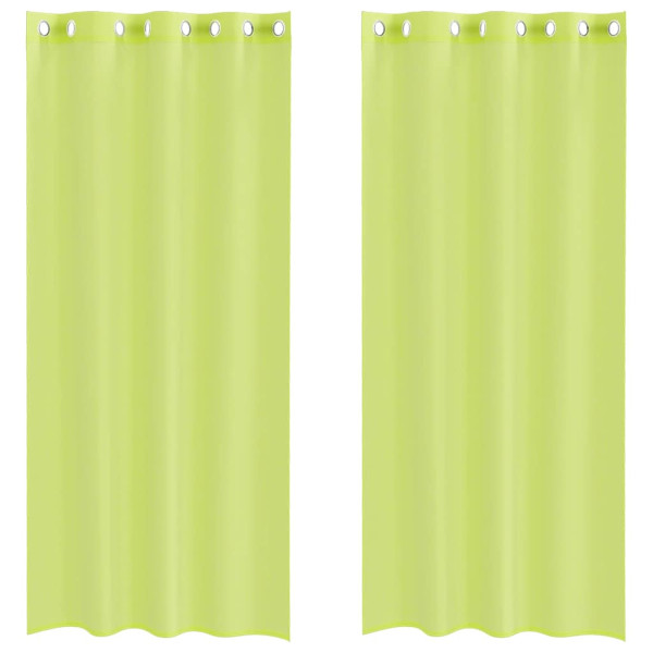 Cortinas de voile com ilhós 2 pcs verde-maçã 140x225 cm M 2