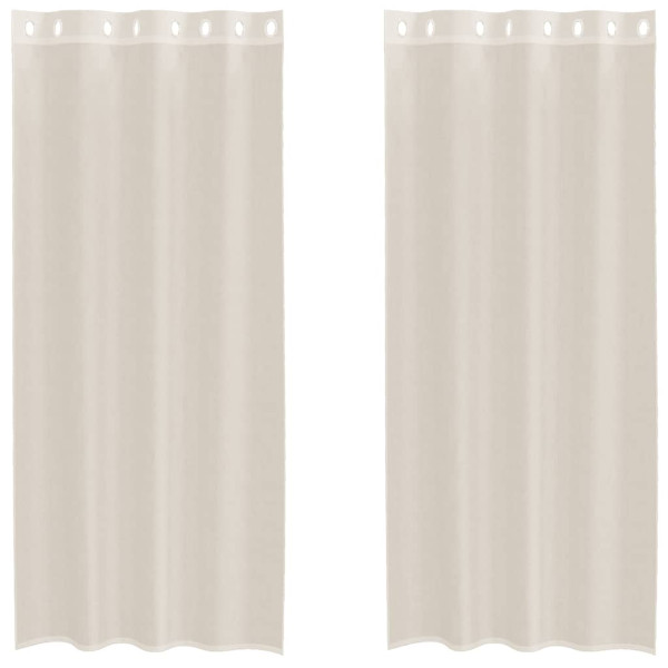 Cortinas de voile com ilhós 2 pcs creme 140x245 cm M 2