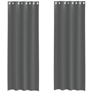 Cortinas de voile com ilhós 2 pcs cinzento-escuro 140x260 cm H