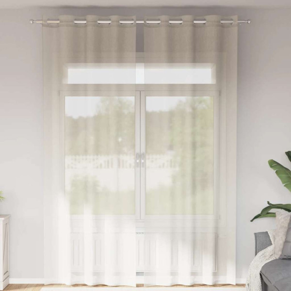 Cortinas de gasa con ojales 2 uds crema 140x300 cm D