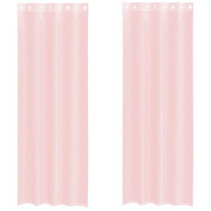 Cortinas de gasa con ojales 2 uds rosa claro 140x300 cm H