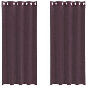 Cortinas de voile com ilhós 2 pcs roxo 140x245 cm H