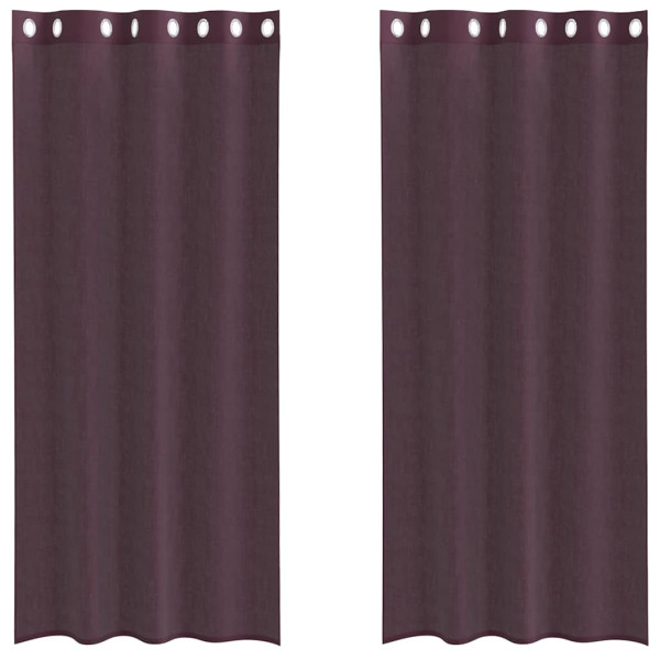 Cortinas de gasa con ojales 2 uds morado 140x245 cm M 2
