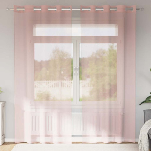 Cortinas de gasa con ojales 2 uds rosa 140x225 cm D