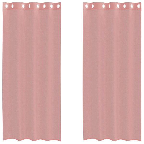 Cortinas de gasa con ojales 2 uds rosa 140x225 cm M 2