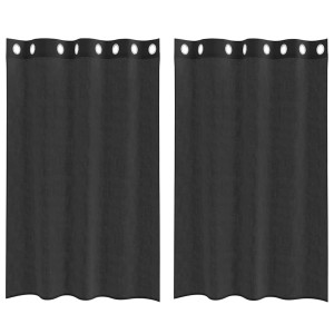 Cortinas de gasa con ojales 2 uds negro140x175 cm H