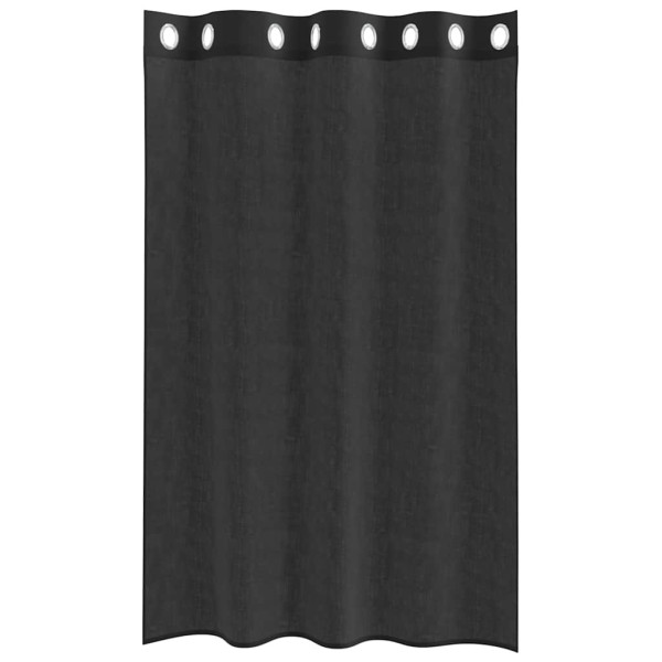 Cortinas de gasa con ojales 2 uds negro140x175 cm M 4