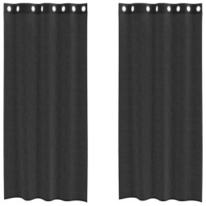 Cortinas de voile com ilhós 2 pcs preto 140x245 cm H