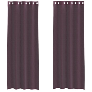 Cortinas de voile com ilhós 2 pcs roxo 140x300 cm H
