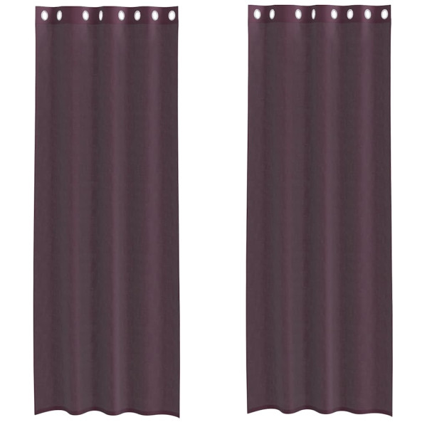 Cortinas de voile com ilhós 2 pcs roxo 140x300 cm M 2