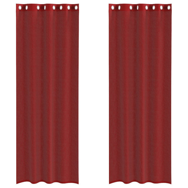 Cortinas de gasa con ojales 2 uds rojo vino M 2
