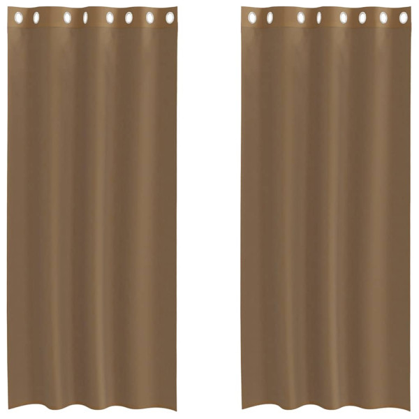 Cortinas de voile com ilhós 2 pcs castanho-claro M 2
