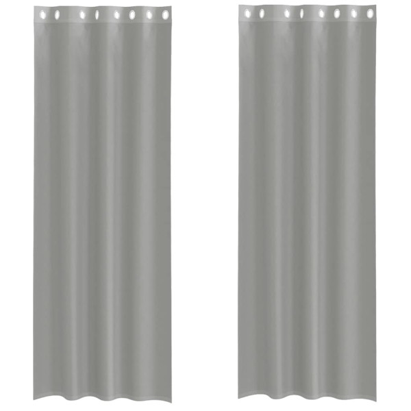 Cortinas de gasa con ojales 2 uds gris claro 140x300 cm M 2