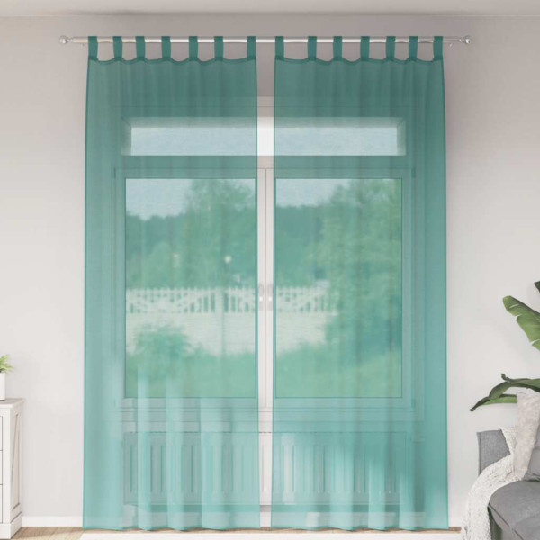 Cortinas de gasa con bolsillos para varillas 2 uds. turquesa D