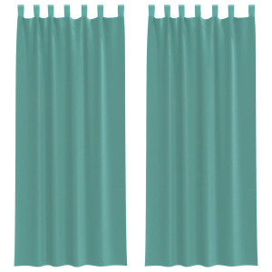 Cortinas de voile com bolsos para varão 2 pcs turquesa H