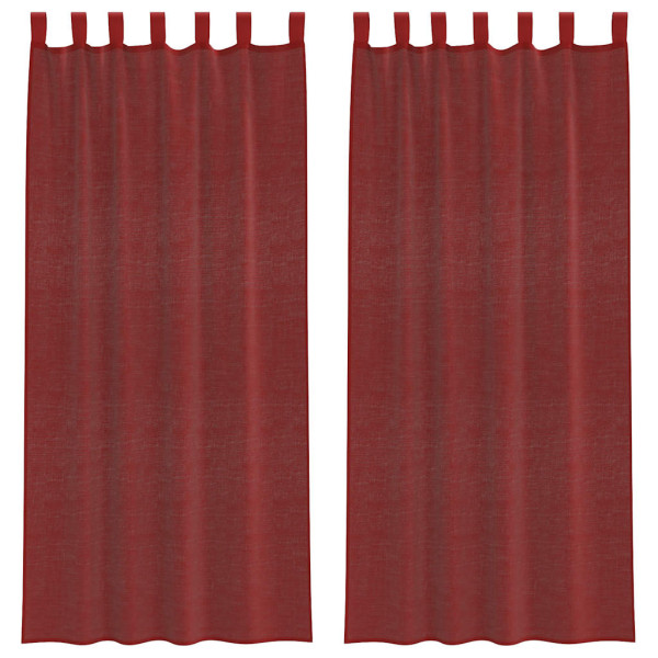 Cortinas de voile com bolsos para varão 2 pcs vermelho tinto M 2