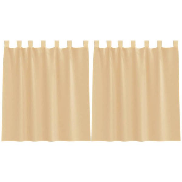Cortinas de voile com bolsos para varão 2 pcs areia M 2