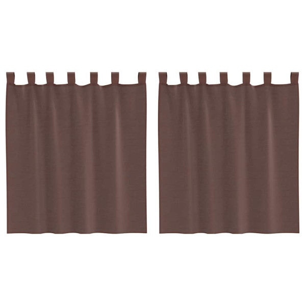 Cortinas de voile com bolsos para varão 2 pcs castanho M 2