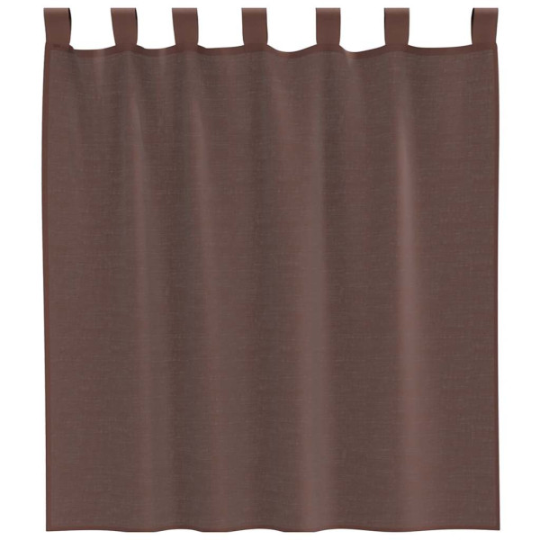 Cortinas de voile com bolsos para varão 2 pcs castanho M 4