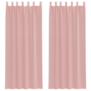 Cortinas de voile com bolsos para varão 2 pcs rosa H
