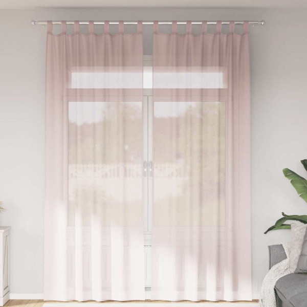 Cortinas de gasa con bolsillos para varillas 2 uds. rosa claro D
