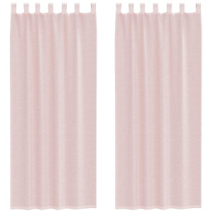 Cortinas de voile com bolsos para varão 2 pcs rosa-claro H