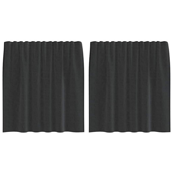 Cortinas de voile com aba 2 pcs preto M 2