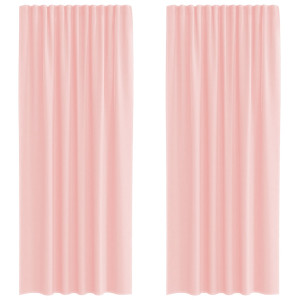 Cortinas de gasa con trabillas 2 uds rosa 140x245 cm H