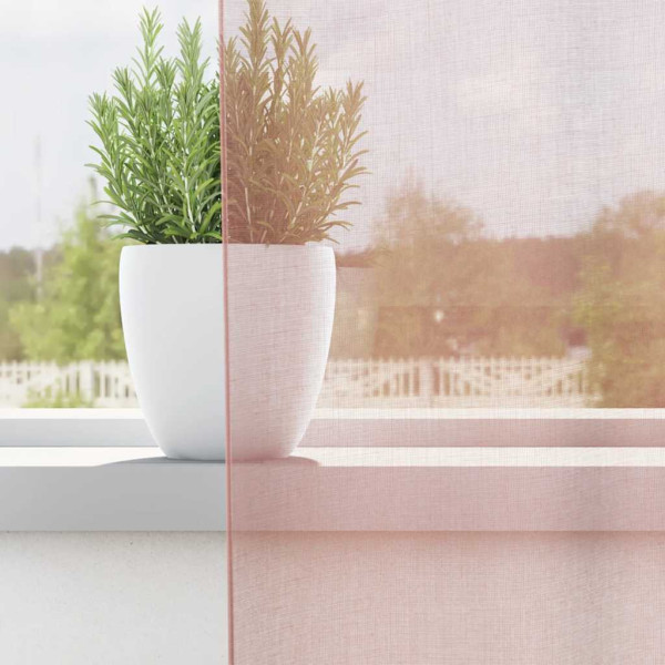 Cortinas de voile com bolsos para varão 2 pcs rosa M 3