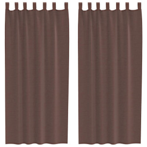 Cortinas de voile com bolsos para varão 2 pcs castanho H