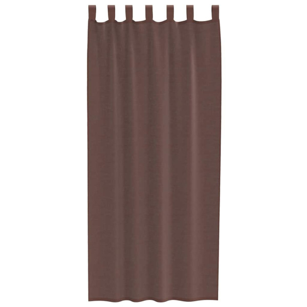 Cortinas de voile com bolsos para varão 2 pcs castanho M 4