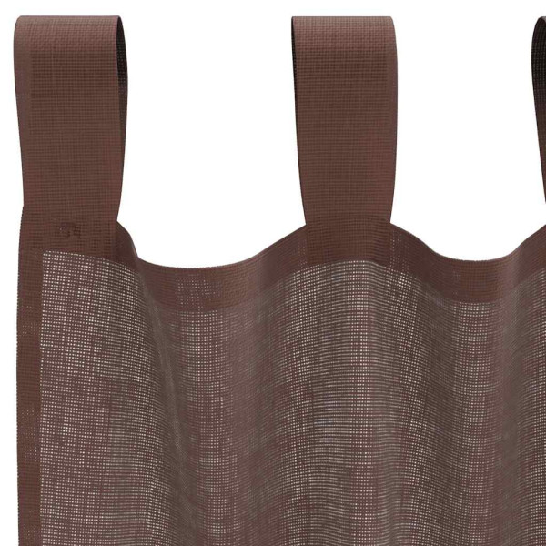 Cortinas de voile com bolsos para varão 2 pcs castanho M 5