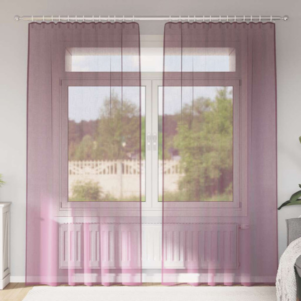 Cortinas de gasa con trabillas 2 uds morado 140x245 cm D