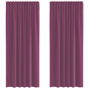 Cortinas de voile com laços 2 pcs roxo 140x245 cm H