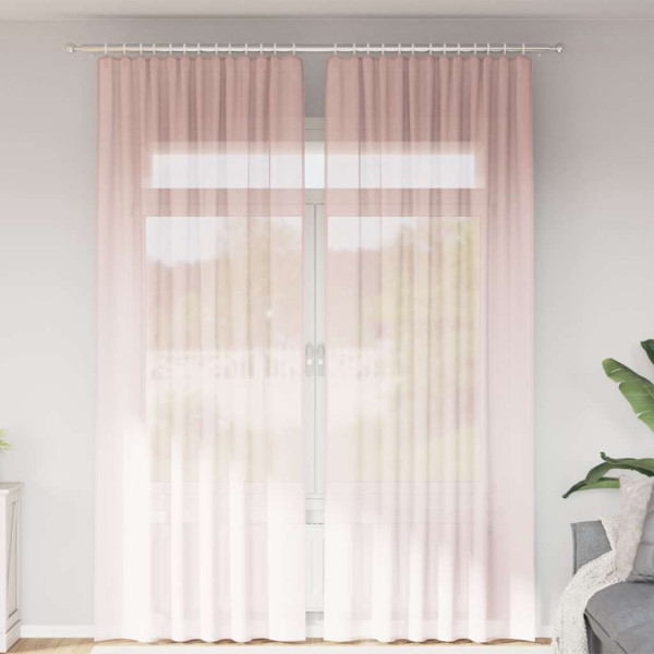 Cortinas de gasa con trabillas 2 uds rosa claro 140x260 cm D