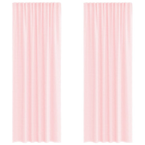 Cortinas de gasa con trabillas 2 uds rosa claro 140x260 cm H