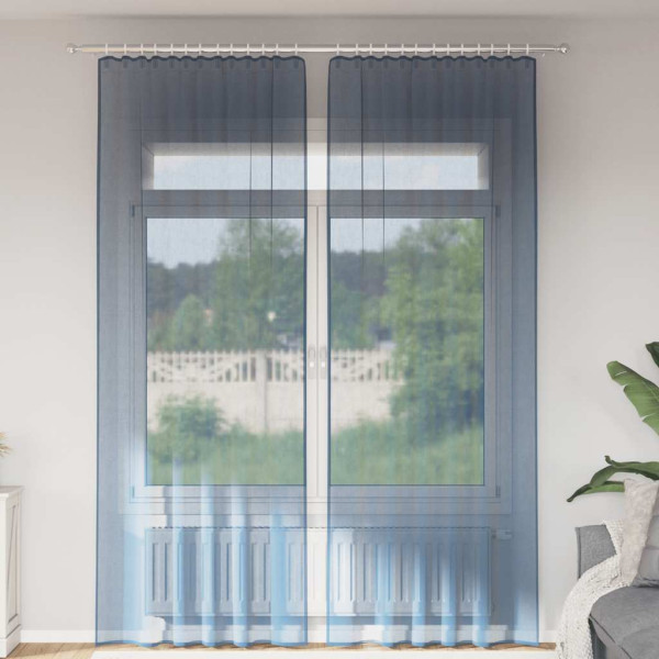 Cortinas de gasa con trabillas 2 uds azul real 140x260 cm D