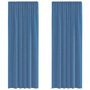 Cortinas de voile com laços 2 pcs azul real 140x260 cm H