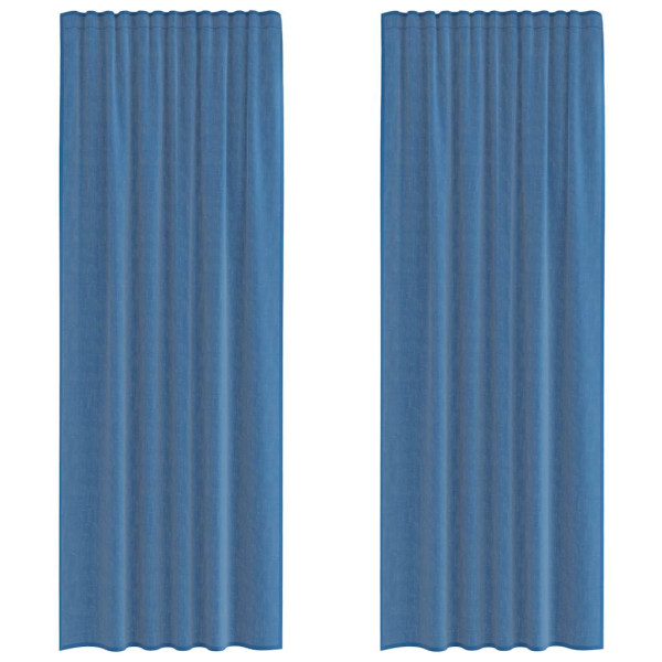 Cortinas de voile com laços 2 pcs azul real 140x260 cm M 2