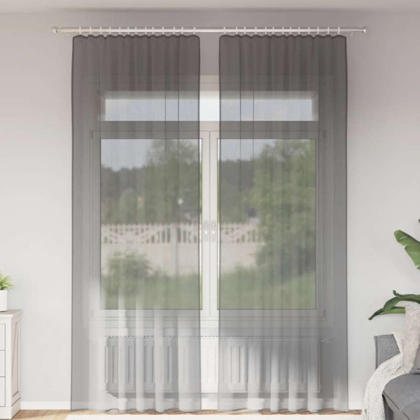 Cortinas de gasa con trabillas 2 uds gris oscuro 140x260 cm D