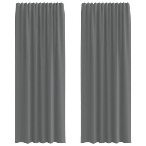 Cortinas de gasa con trabillas 2 uds gris oscuro 140x260 cm H