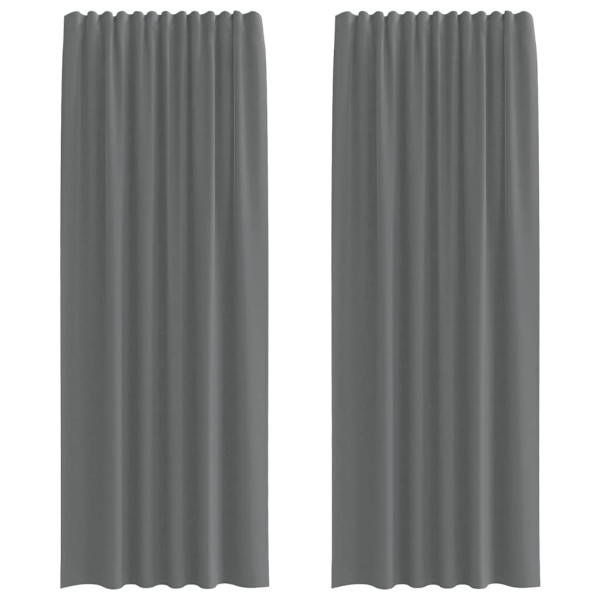 Cortinas de gasa con trabillas 2 uds gris oscuro 140x260 cm M 2