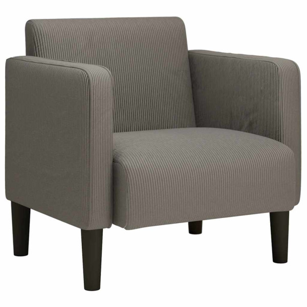 Sillón con reposabrazos gris claro 54 cm tejido de pana D