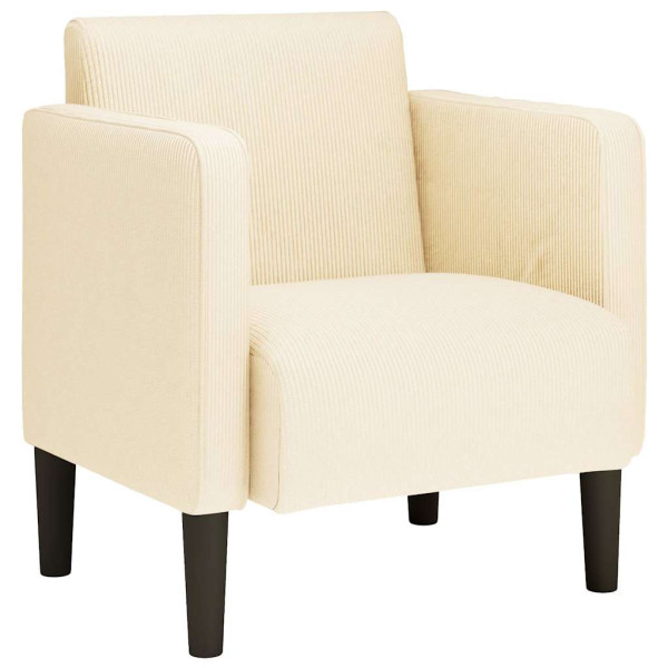 Poltrona com apoio de braços 54 cm tecido corduroy creme M 2