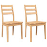 Cadeiras de jantar 2 pcs madeira seringueira maciça natural 2